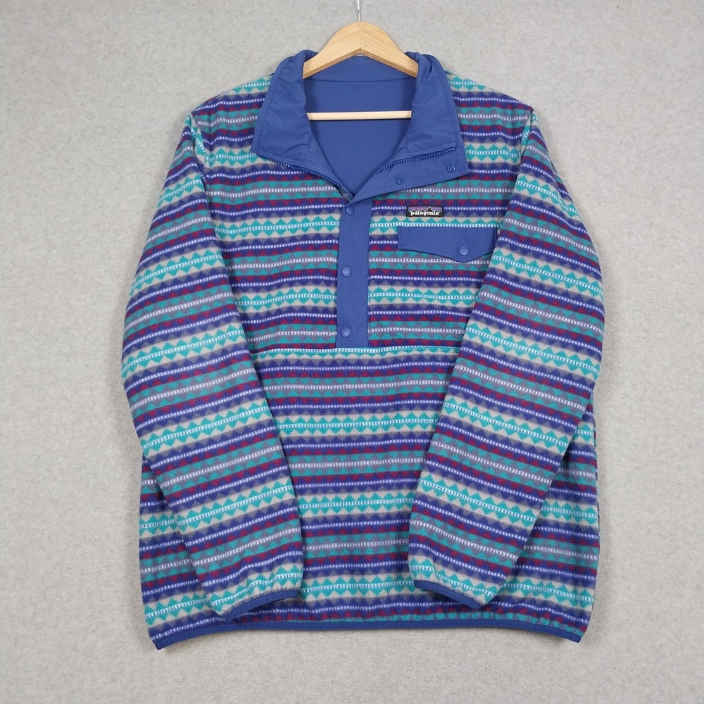 Patagonia Reversible Snap T Womens XL Blue Aztec Glissade Pullover